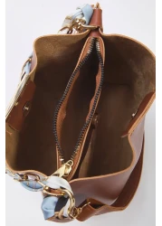  Shoes Tan Chain Scarf Detailed Cross Strap Women's Shoulder Bag Takss25Oc00053