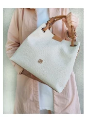 Just Polo Women's Cream Braided 5 Compartment Shoulder Bag