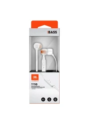JBL Tune 110 Headphones Wired In-Ear Deep And Powerful Pure Bass Sound White