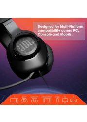 JBL Quantum 100 Gaming Headphone Over-Ear With Detachable Voice-Focus Boom Mic Blue