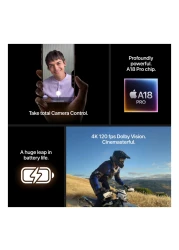 أبل آيفون 16 برو هاتف ذكي بمساحة ذاكرة 512 غيغابايت يدعم إتصال 5G - تيتانيوم أسود