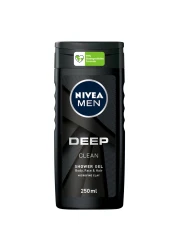 NIVEA MEN 3in1 Shower Gel Body Wash DEEP Micro-Fine Clay Woody Scent 250ml
