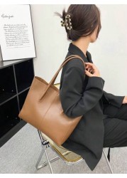 Minimalist Chic Luxury PU Leather Tote Bag Distinctive High End Design Tote Bags For Ladies