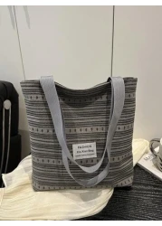 Korean Style Retro Casual Work Tote Bag For Women 2025 New Fashionable Canvas Satchel Shoulder Bag