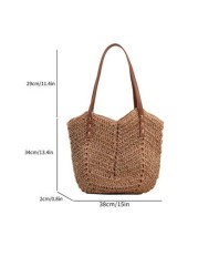 New Large Capacity Straw Tote Bag With Dual Handles For Women Great For Daily Commutes Shopping And Traveling Lightweight And Convenient Design Makes It Perfect For Teenagers College Girls And Outdoor