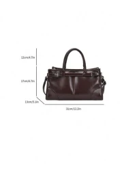 Women s Glossy Tote Bag Large Capacity Fashion Handbag With Detachable Shoulder Strap Coffee Color