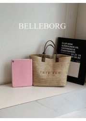 Large Capacity Casual Vacation Straw Tote Bag Minimalist Elegant Women Shoulder Handbag
