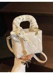 وشاح حريري فاخر مصمم ذو نقشة جميلة، شنطة يد متميزة للربيع والصيف، تصميم فريد بتطريز شكل ألماس وقلب على شكل شبك