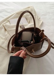 Women s New Solid Color PU Fashion Mother Handbag Versatile Cross Body Bag With Small Coin Purse