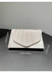 Women Classic And Elegant Pleated Design Clutch Bag With Flap Perfect For Formal Parties Romantic Weddings Dances And Evening Events Can Be Used As Handbag Envelope Bag Or Chain Bag Fits With Evening
