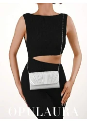 OpulAura Fashionable Shiny Patent Leather Flap Clutch Bag Luxurious High End Leather Evening Bag Metallic Leather Women Envelope Chain Shoulder Bag For Gala Party Birthday Prom Wedding