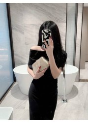 Lightweight Business Casual Rhinestone Decor Bucket Bag Mini Drawstring Design Clear Bag Pearl Bag Evening Bag Dinner Bag Glamorous Elegant Exquisite Quiet Luxury Rhinestone For Party Girl Woman Bride
