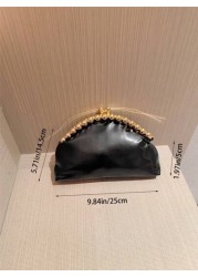 Moonlit Eve Bag 1pc Fashion Metal Sphere Decor Party Handbag European American Style Luxury Leather Clutch Purse Elegant Sophisticated Wedding Gala Bag Suitable For Wedding Prom Formal Events Formal D