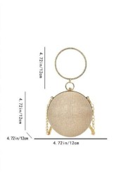 Dedoo Lightweight Business Casual Rhinestone Decor Bucket Bag Mini Drawstring Design Clear Bag Faux Pearl Bag Evening Bag Dinner Bag Glamorous Elegant Exquisite Quiet Luxury Rhinestone For Party Girl