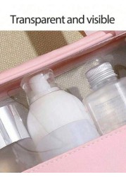 1 حقيبة مكياج PVC مقاومة للماء وللأسفار ، حافظة لفرش المكياج ومنظم، حقيبة مكياج شفافة بطبعات، إكسسوارات سفر صيف