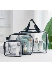 3Pcs Set Transparent Toiletry Bags Large Capacity Travel Organizer Storage Pouch Makeup Cosmetics Bag Multifunction Makeup Bag Beach Pool Spa Gym Bag Large Capacity Travel Toiletries Zipper Storage Ba