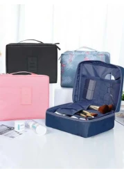 1pc Portable Travel Toiletry Bag Cosmetic Bag Large Capacity Waterproof Makeup Organizer Pouch Soft Dual Layer Cosmetic Bag Waterproof Makeup Bag Bathroom Decor Summer Makeup Organizer