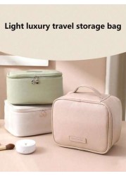 Portable Cosmetic Bag Toiletry Bag With Handle Pu Large Capacity Cosmetic Storage Bag Waterproof Travel Storage Bag Store Cosmetics And Travel Necessities Gift For Women