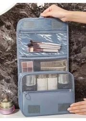 1pc Travel Makeup Bag Hanging Toiletry Bag Makeup Brush Holder Multi Functional Handbag Organizer Cosmetic Bag PVC Pouch Perfume Storage Box Makeup Organizer Essential For Summer Vacation Beach Bag Po