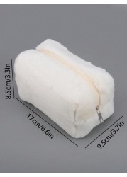1pc Plush Cosmetic Bag Large Capacity Storage Bag Travel Portable Pencil Case Zipper Toiletry Bag Gift For Girls Women Back To School