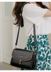 حقيبة يد نسائية لون سادة رجعي، حقائب متقاطعة نسائية من مصمم فاخر عالية الجودة من الجلد الناعم، محفظة نسائية 202