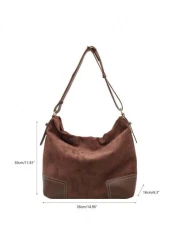 Fashion Casual Versatile Retro Solid Color Women Shoulder Bag