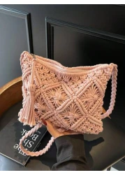 Handwoven Small Crossbody Bag For Women New Woven Shoulder Bag Niche Beach Casual Versatile Square Small Envelope Bag Fashion Crossbody Bag For Holiday Beach