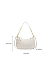 New Elegant Solid Color PU Underarm Bag Metal Chain Handle Women Shoulder Bag