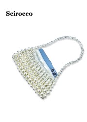 Pearl Handled Large Tote Bag With Bead Detail Shoulder Bag Or Underarm Bag