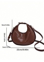 European American Fashion New Women Shoulder Bag Versatile PU Casual Handbag Elegant Shoulder Bag Personality Tote Bag Adjustable Strap Zipper Closure Can Hold Phone Simple Cosmetics Suitable For Ladi