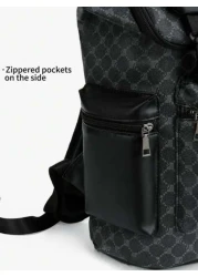 Men s Black Floral Flap Backpack Large Capacity Business Commuter Computer Bag Multi Pocket For Outdoor Activities Camping Gym Yoga Biking Perfect Gift For Men Essential For Students Backpack For Trav