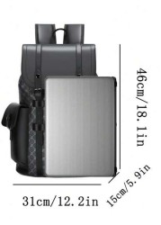1pc 18 1in 12 2in 5 9in Fashion Men Functional Backpack Large Capacity Multipocket Backpack Scratch Wear Resistant Material Suitable For Travel Commuting Fits 15 6 Inch Laptop Adjustable Shoulder Stra