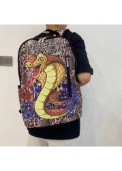 Fashionable Snake Print Backpack Large Capacity With Pockets Unisex Essential For Valentine s Day Autumn Winter Travel And Holiday