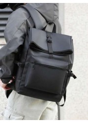 New Black Waterproof Flap Cover Backpack For Men Business Travel Commute Office Laptop Bag Leisure Outdoor Fitness Bookbag Middle School Student Gift Bag