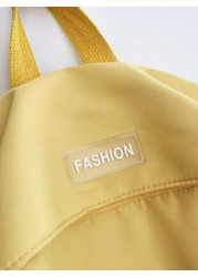 New Solid Color Large Capacity Letter Printed Backpack Fashionable And Versatile Casual Student Classroom Commuter Backpack Unisex