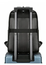 Faux Leather Vintage Backpack Slim 15 6 Inch Laptop Bag Casual Travel Daypack Brown Black Vacation School Summer Water Proof Carry On PU Leather Business Casual Black Husband Purse Holiday Computer Bl