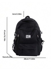 15 6Inch Large Capacity Water Proof Foldable Dirty Resistant Letter Patch Decor Laptop Backpack Medium Black Schoolbag For Travel College School Casual Backpack Thanksgiving Purse Computer Black Bag H