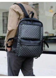 Color Block PU Leather Backpack Casual Travel Bag Student Schoolbag 15 6 Inch Laptop Backpack Black School Backpack Students Book Bag Cartoon Print Camouflage Fashion Leisure Print Backpack Black Bag