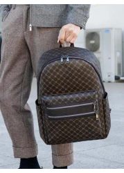 Large Capacity Printed Casual Backpack Fashion PU Leather Business Laptop School Bag