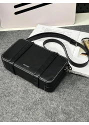 peach tree Men s PU Waterproof Messenger Bag Crossbody Bag Shoulder Bag Small Square Bag Business Casual Style With Detachable Pouch Ideal For Business Trips Storing Toiletries And Tools Large Capacit