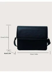 1 حقيبة كتف مربعة جلد PU صغيرة محكمة بإغلاق مغناطيسي، تصميم كاجوال مرن وأنيق مناسب للرجال، مع حزام قابل للتعديل