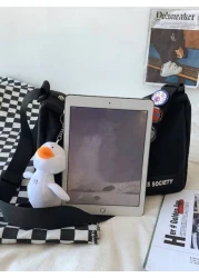 Men s Casual Versatile Water Proof Nylon Material Cartoon Pendant With Shoulder Diagonal Shoulder Bag And Complimentary Badge Crossbody Bag Sling Bag For Holiday Summer Multi Functional School Bag Stu