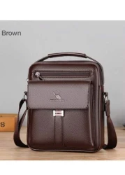 1pc Men s Shoulder Crossbody Waist Hand Chest Bag PU Water Proof Wear Resistant Material With Large Capacity Pockets Adjustable Strap Convenient And Portable New Fashionable Business Bag Ideal Gift Si