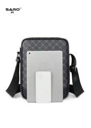 Men s Slanted Shoulder Bag With Side Pocket Crossbody Bag Shoulder Bag Square Bag Multi Function Suitable For Commuting PVC Casual Bag Simple Style Black Floral Gift For Men Boyfriend Luxury Bags