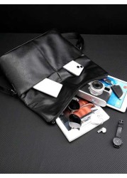 New Men s Commuter One Shoulder Diagonal Crossbody Bag Lightweight PU Soft Leather Small Bag Minimalist Design Foldable High End Handbag