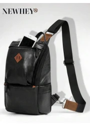 حقيبة صدر رجالية موضة، حقيبة كروس بدي رجالية مضادة للسرقة، حقيبة ظهر قابلة للضبط بحزام كتف مقاوم للماء وخفيفة