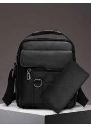 NEWHEY حقيبة كتف رجالية ، حقيبة جلد PU متقاطعة جديدة ، حقيبة يد رأسية جلد PU رجعية محمولة ، حقيبة كتف للعمل ، هدية عي