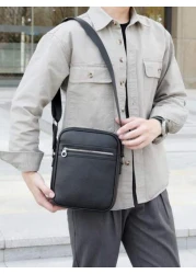 Messenger Bag For Men PU Leather Crossbody Shoulder Bag With Side Strap Vintage Style Daily Office Business Bag Suitable For Work Travel Gift For Men