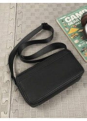 peach tree Men s Box Bag Sling Bag Shoulder Bag Small Square Bag Business PU Waterproof Flap Bag Wallet Business Storage Bag Suitable For Business Trips Graduation School Supplies