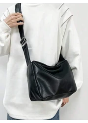 حقيبة كاجوال عصرية من الرجال من جلد PU مقاوم للماء بحزام عريض، بشكل مربع وحجرة واحدة للتنقل اليومي أو السفر، حق